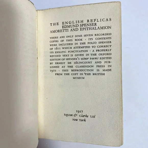 Very Rare Edmund Spenser Amoretti & Epithalamion The Noel Douglas Replicas 1927 - Picture 3 of 13